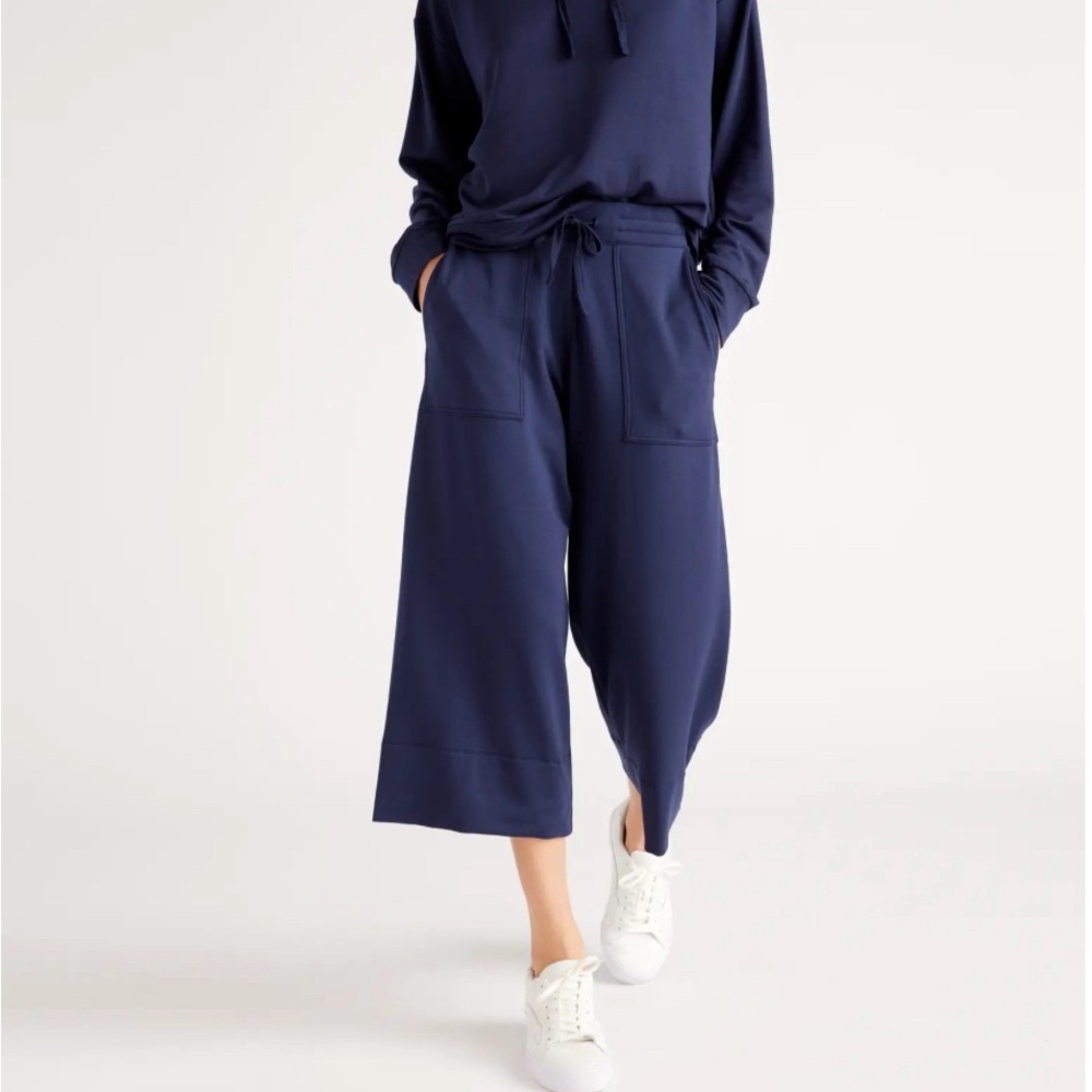 Quince SuperSoft Fleece Wide Leg Pants - Navy